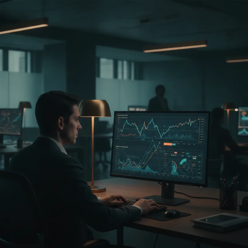 AI-driven market signals dashboard with live trend chart and confidence levels